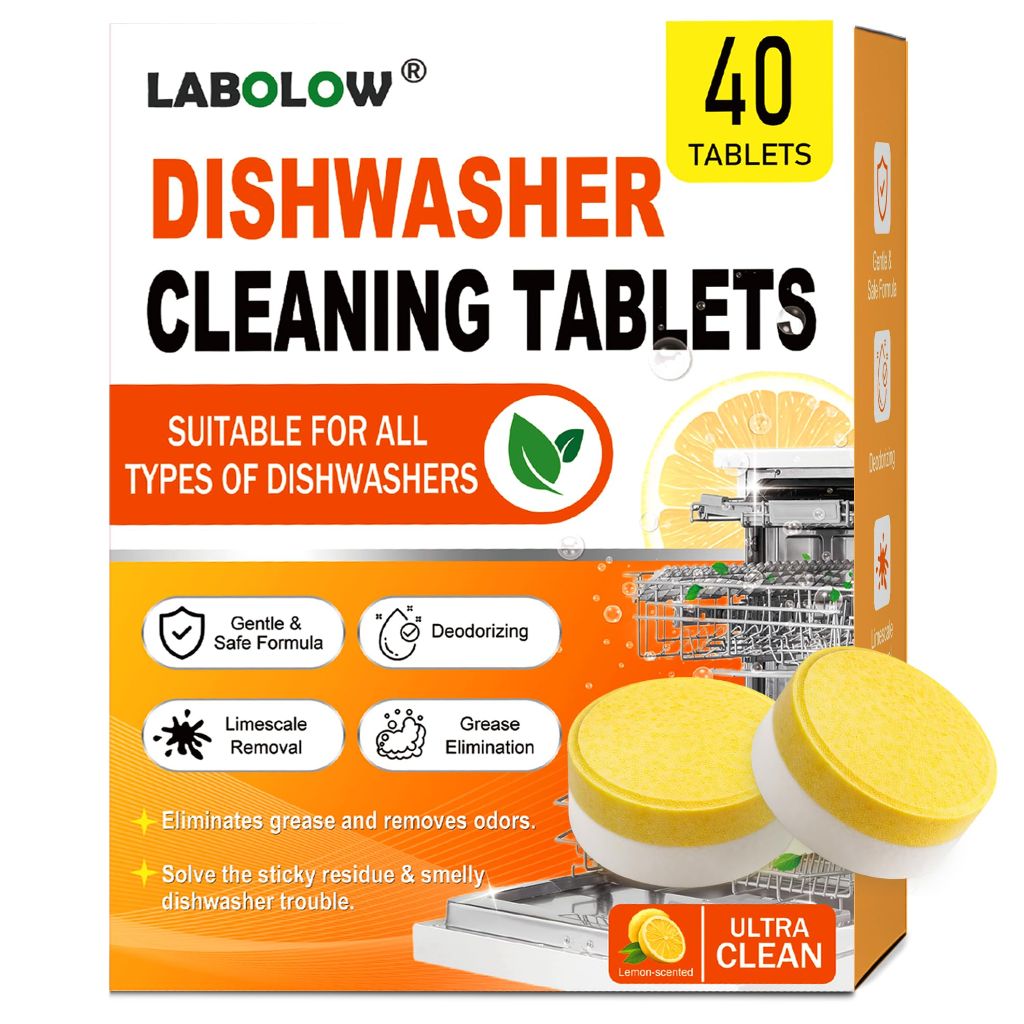 Dishwasher Cleaner And Deodorizer Tablets 40 Pack + Deep Cleaning Action, Fresh Scent, Eco-Friendly Formula