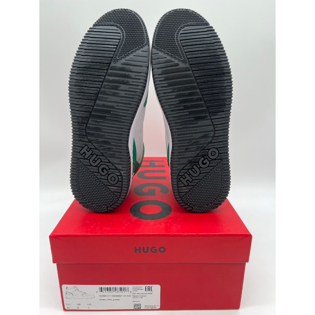 Men's HUGO Kilian Retro High-Top Sneakers (Emerald Green/White) - 7 US