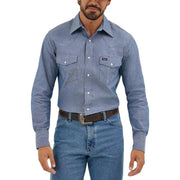Wrangler Men's Cowboy Cut Western Long Sleeve Snap Work Shirt, Washed Finish, 18.5 X 37 (2XL)