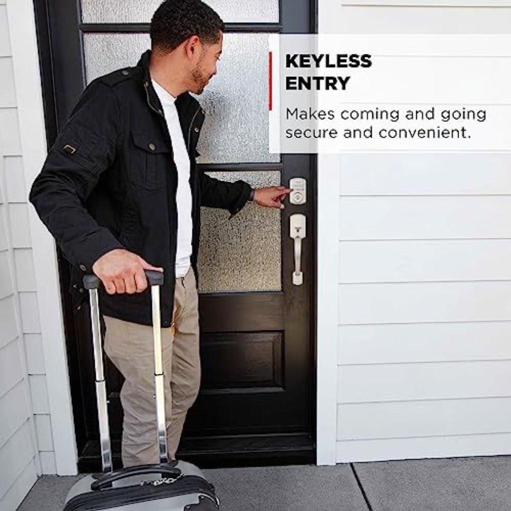Kwikset Powerbolt 250 10-Button Keypad Satin Nickel Transitional Electronic Deadbolt Door Lock  Featuring Convenient Keyless Entry  Customizable User
