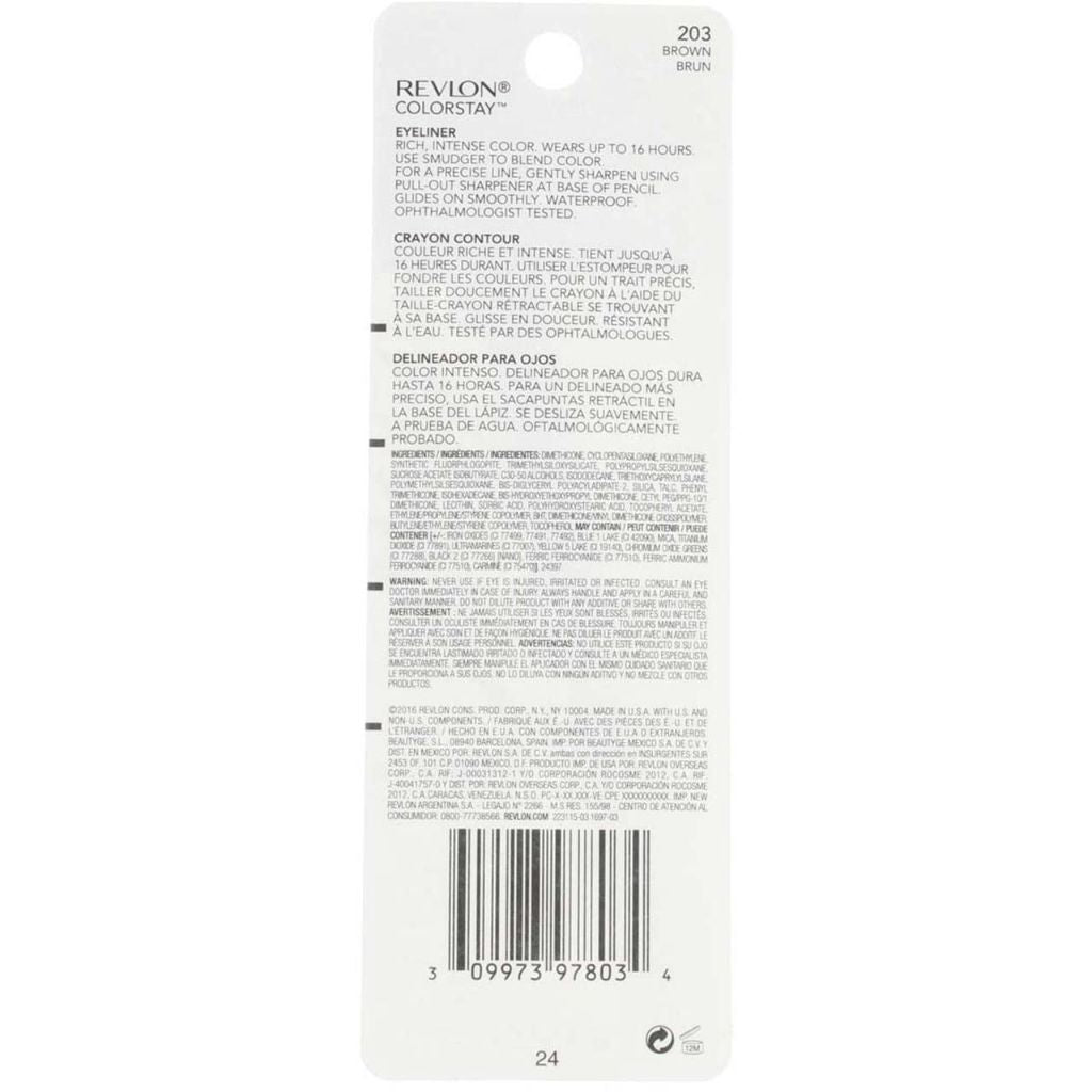 Revlon ColorStay Eyeliner Pencil, 203 Brown - 0.01oz