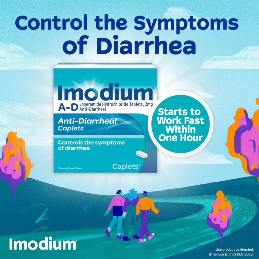 Imodium A-D Diarrhea Relief Caplets with Loperamide HCl, 12 ct