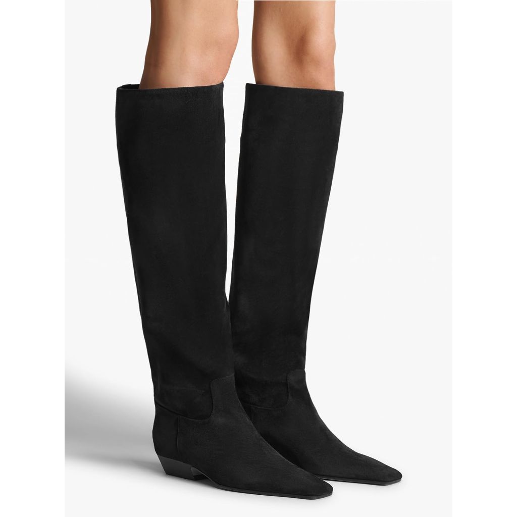 SZ 8.5, Coutgo Womens Knee High Boots | Faux Suede, Black