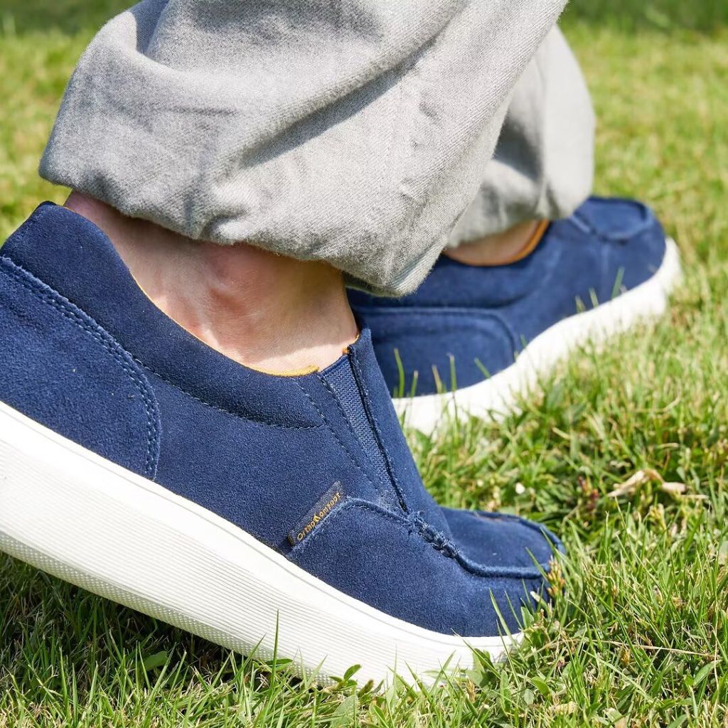 OrthoComfoot Men's Orthopedic Loafers Slip On Walking Shoes with Arch Support Denim Size 9