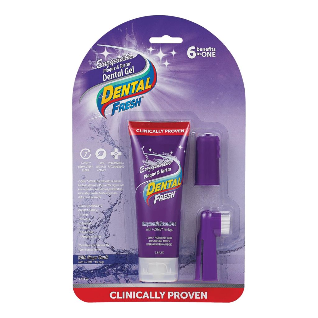 Dental Fresh Enzymatic Gel Finger Toothbrush Kit for Dogs - 2.5