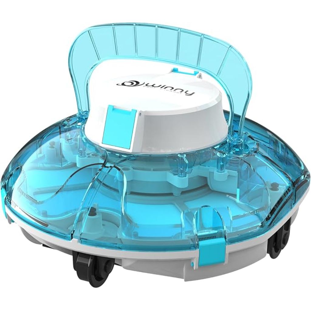 Cordless Robotic Pool Cleaner, Lasts 80 Min, Automatic Vacuum for Above-Ground Pools up to 650 Sq.ft,Portable, Self-Parking (Sky Blue)