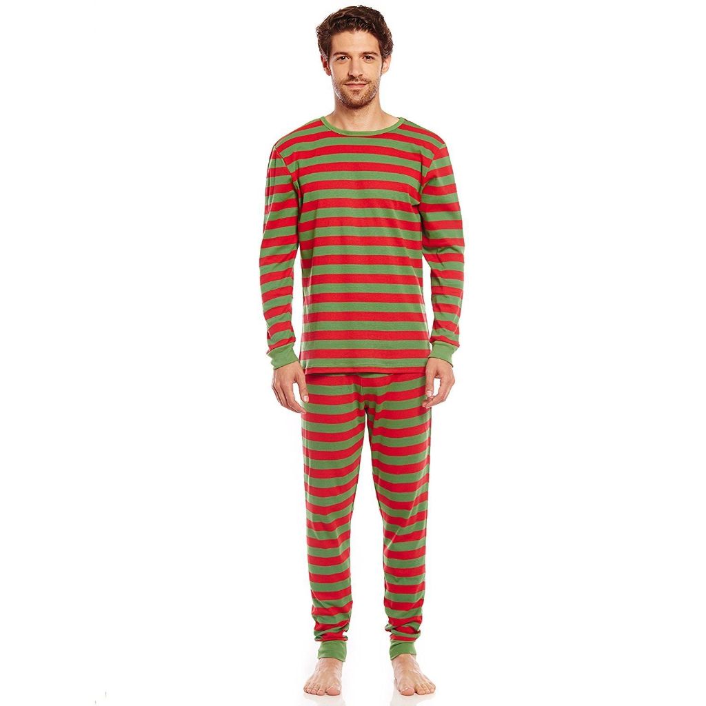 Christmas Men's Two Piece Cotton Pajamas Striped - SZ XS