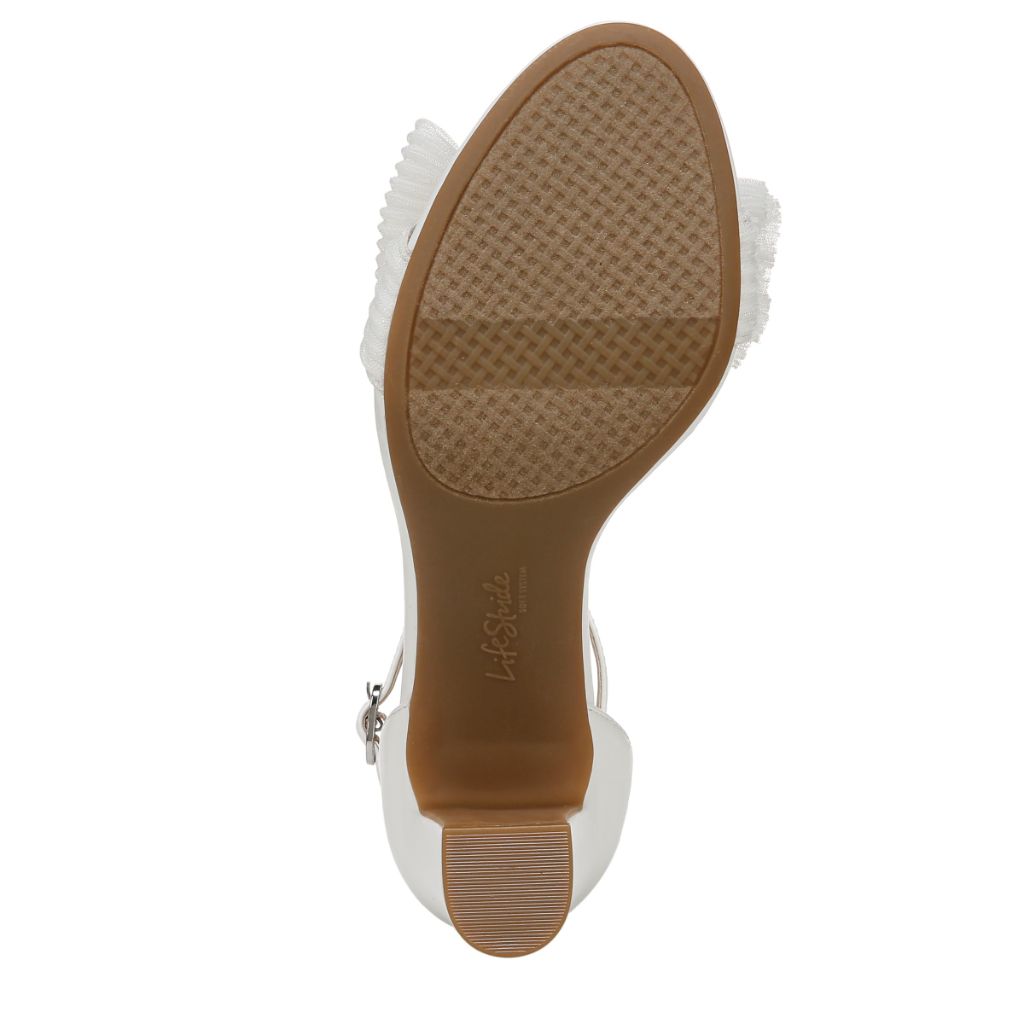LifeStride Womens Florence Bow Heeled Sandal White 9 M