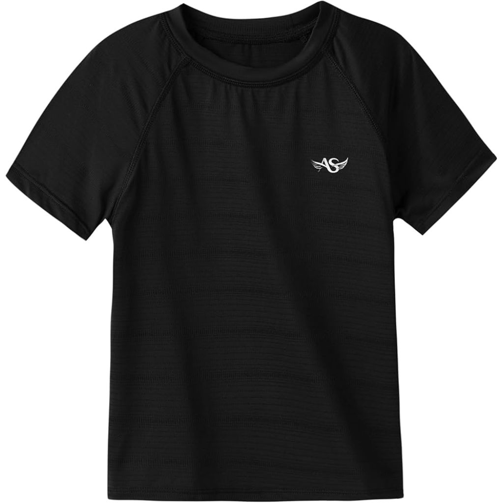 Angel Season Men's Rash Guard Short Sleeve UPF50 T-Shirt - Black, Size Small