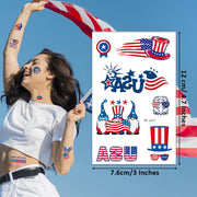 82 Pcs 4th of July Tattoos - Red, White, and Blue Fourth of July Temporary Tattoo Stickers