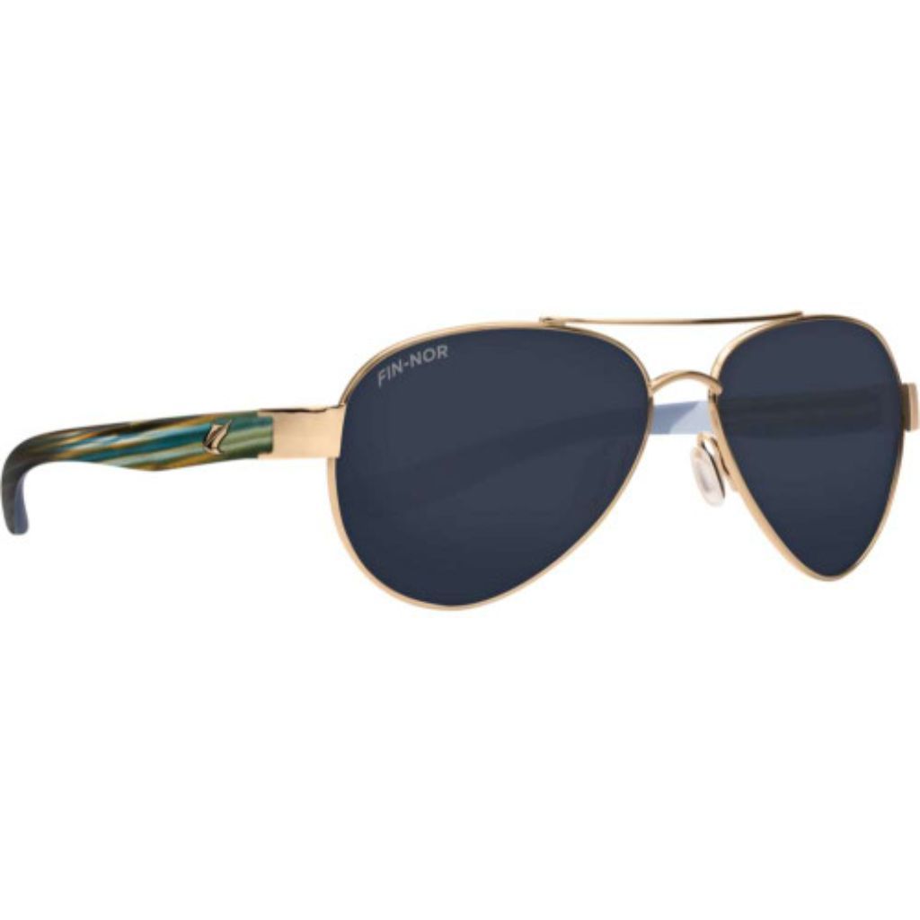 Fin-Nor Surf Candy Sunglasses - Soft Gold/Brown/Blue Frame, Gray PC Lens