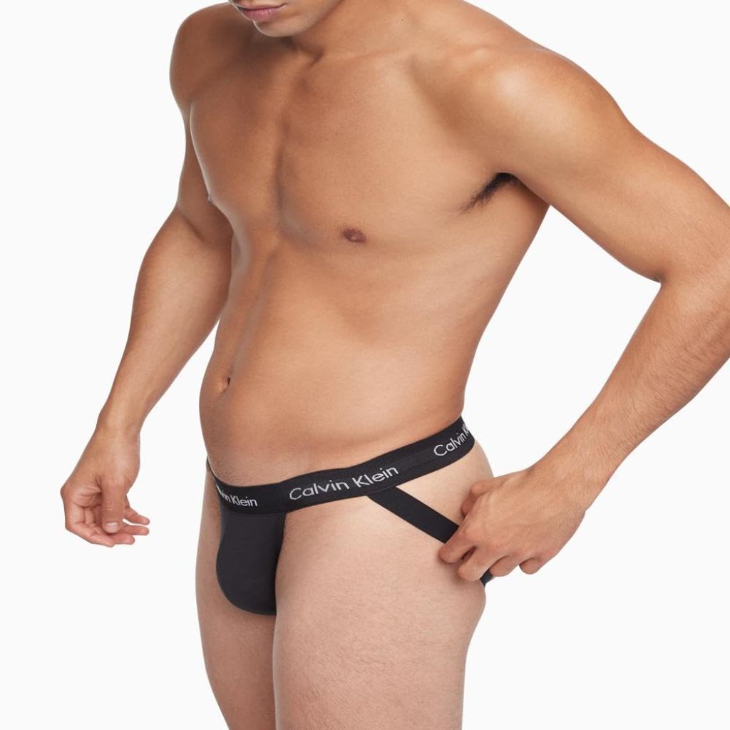 Calvin Klein Cotton Stretch 3pk Jock Strap, Black - size L/G