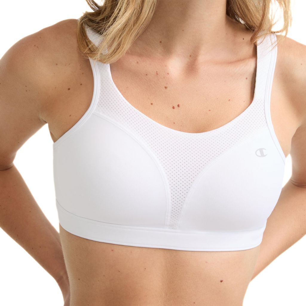 SZ 42C, Champion Women's Sports Bra, High-Impact, Maximum Support, Breathable, Moisture-Wicking Fabric | White