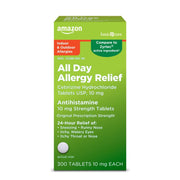 Amazon Basic Care All Day Allergy, Cetirizine Hydrochloride Tablets, 10 mg, 24-Hour  300 Count