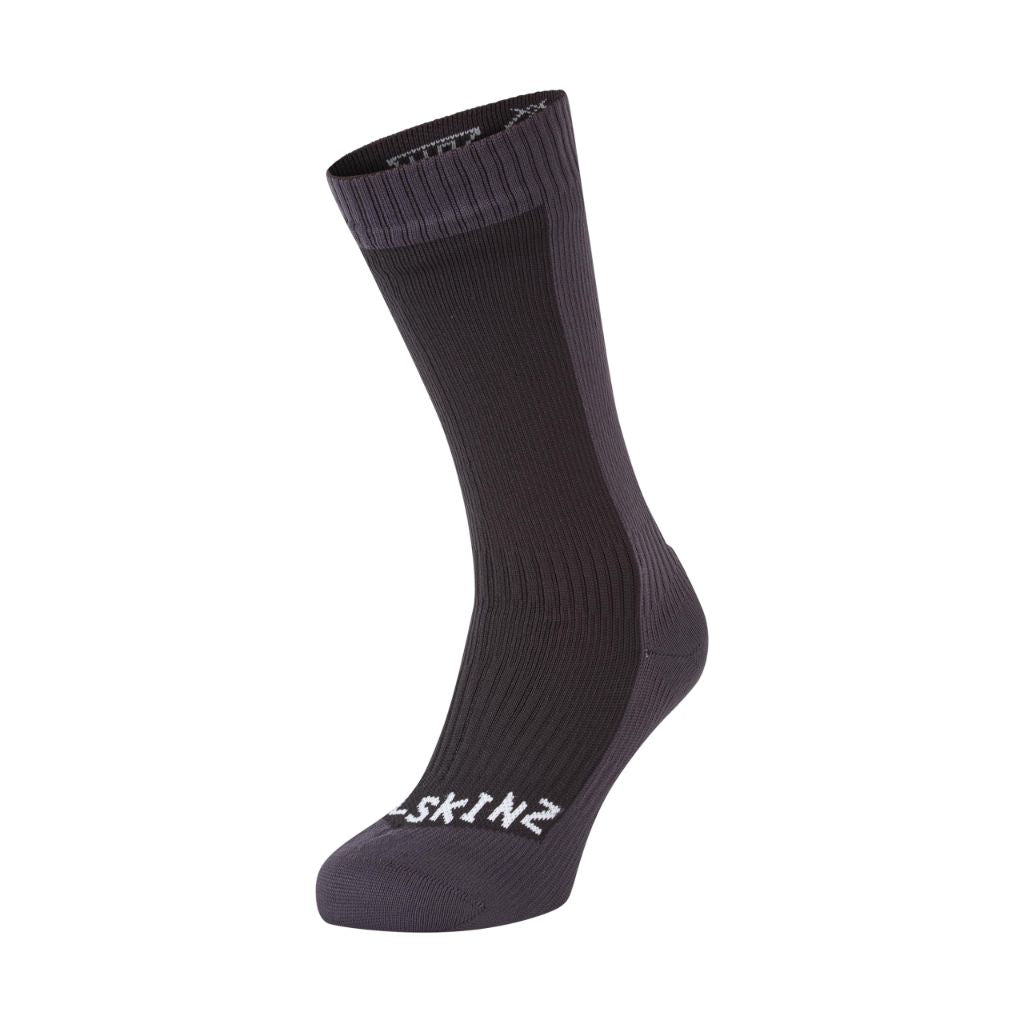 SEALSKINZ Unisex Waterproof Extreme Cold Weather Mid Length Merino Wool Lined Socks - Black/Gray, Large