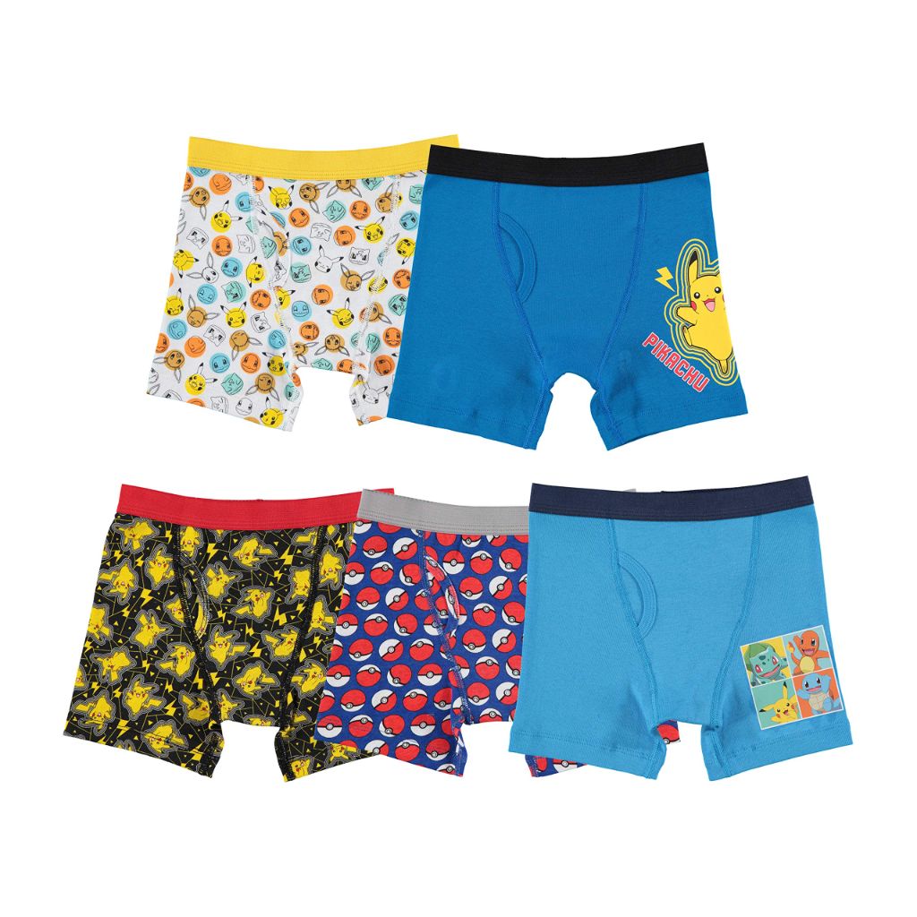 Boys Pokemon 100% Cotton Boxer Brief Underwear - Size 6 (5 Pair)