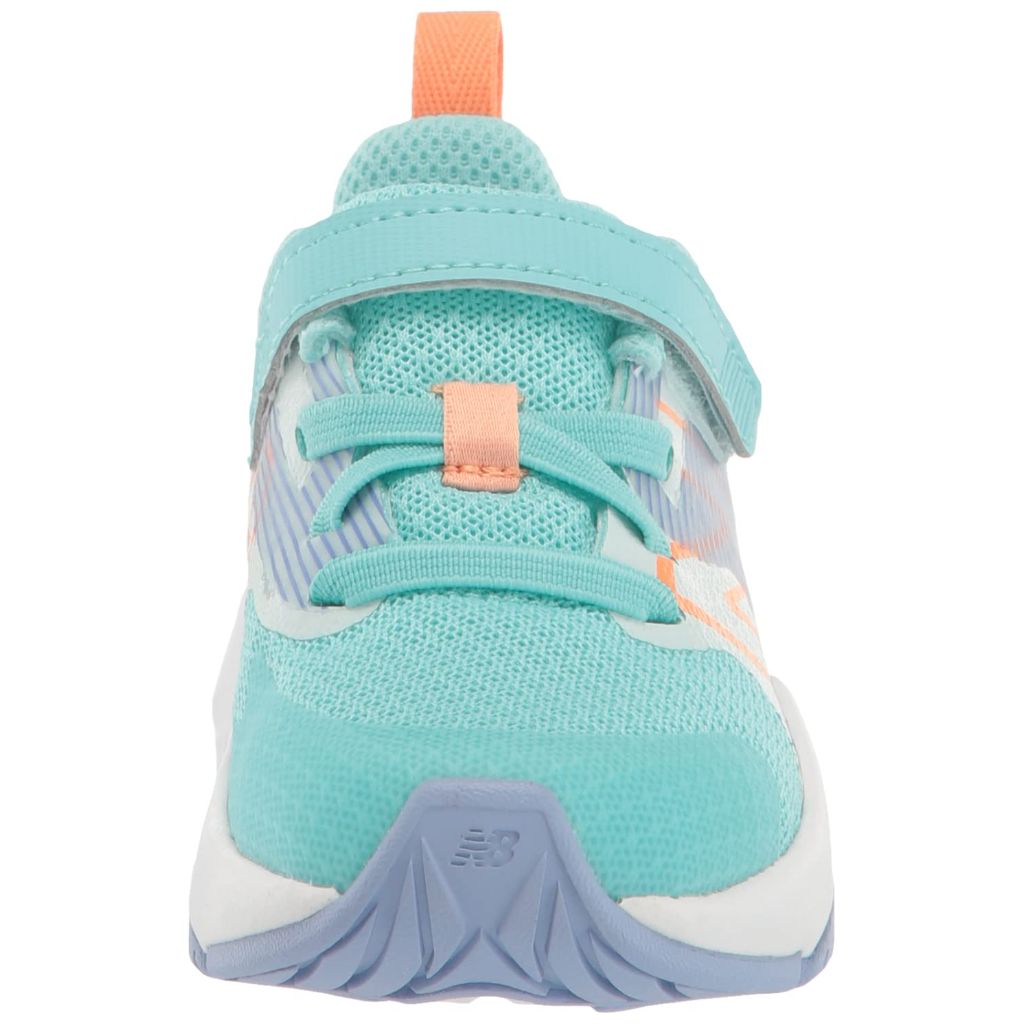 New Balance Kid's Rave Run V2 Hook and Loop Running Shoe, Surf/Peach Glaze/Magic Hour, 2 Wide Infant