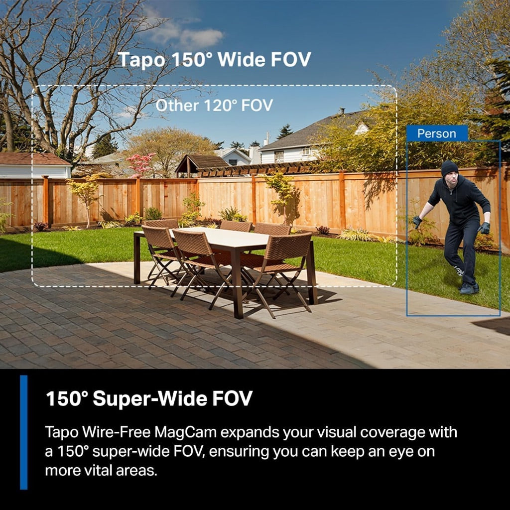 TP-Link 𝗧𝗮𝗽𝗼 MagCam, 2K, Battery, Magnetic Mount Wireless Camera, 150° FOV, SD/Cloud Storage, Person/Vehicle Detection C425