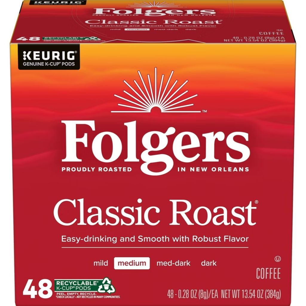 Folgers Classic Roast Medium Roast Keurig K-Cup Coffee Pods, 48ct