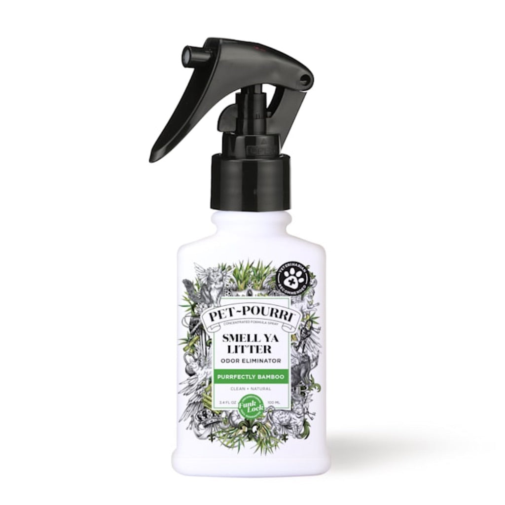 Pet-Pourri Smell Ya Litter Box Odor Freshener Spray  Purrfectly Bamboo  3.4 Fl Oz - Bamboo (Veterinarian Recommended)