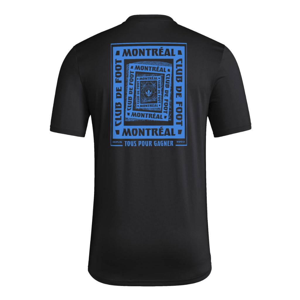 adidas Men's MLS Soccer Pre-Game Short Sleeve T-Shirt - CF Montreal, Black (Large)
