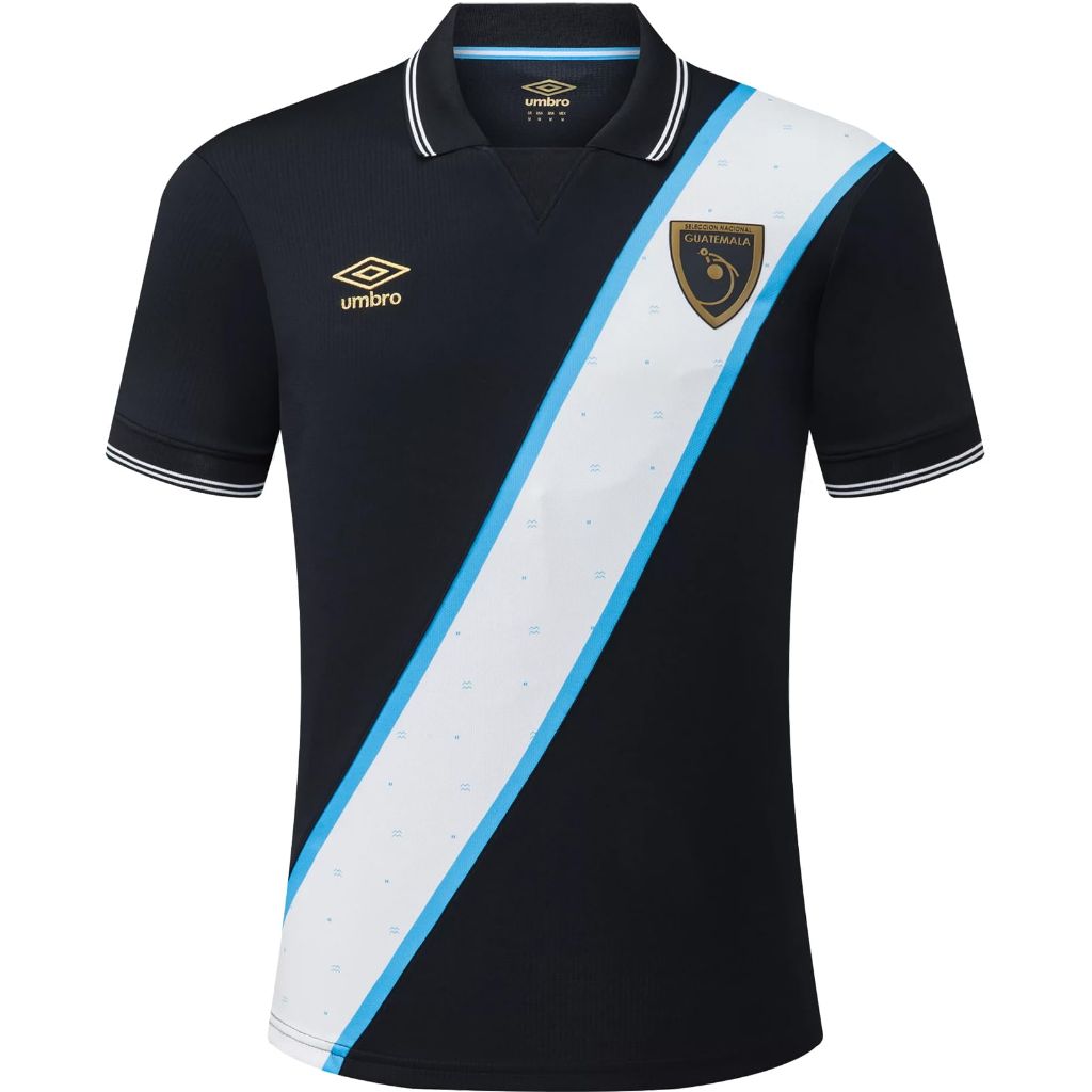 Umbro Men's 23/24 Guatemala National Team 3rd Short Sleeve Soccer Jersey, Black/White, Large