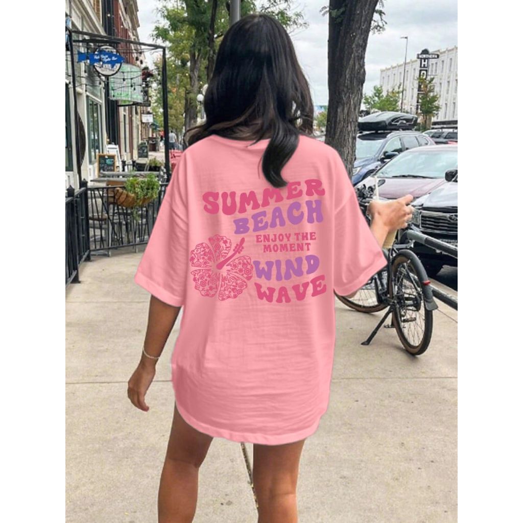 UOUA Women Oversized Graphic T-Shirt Cotton - Size M