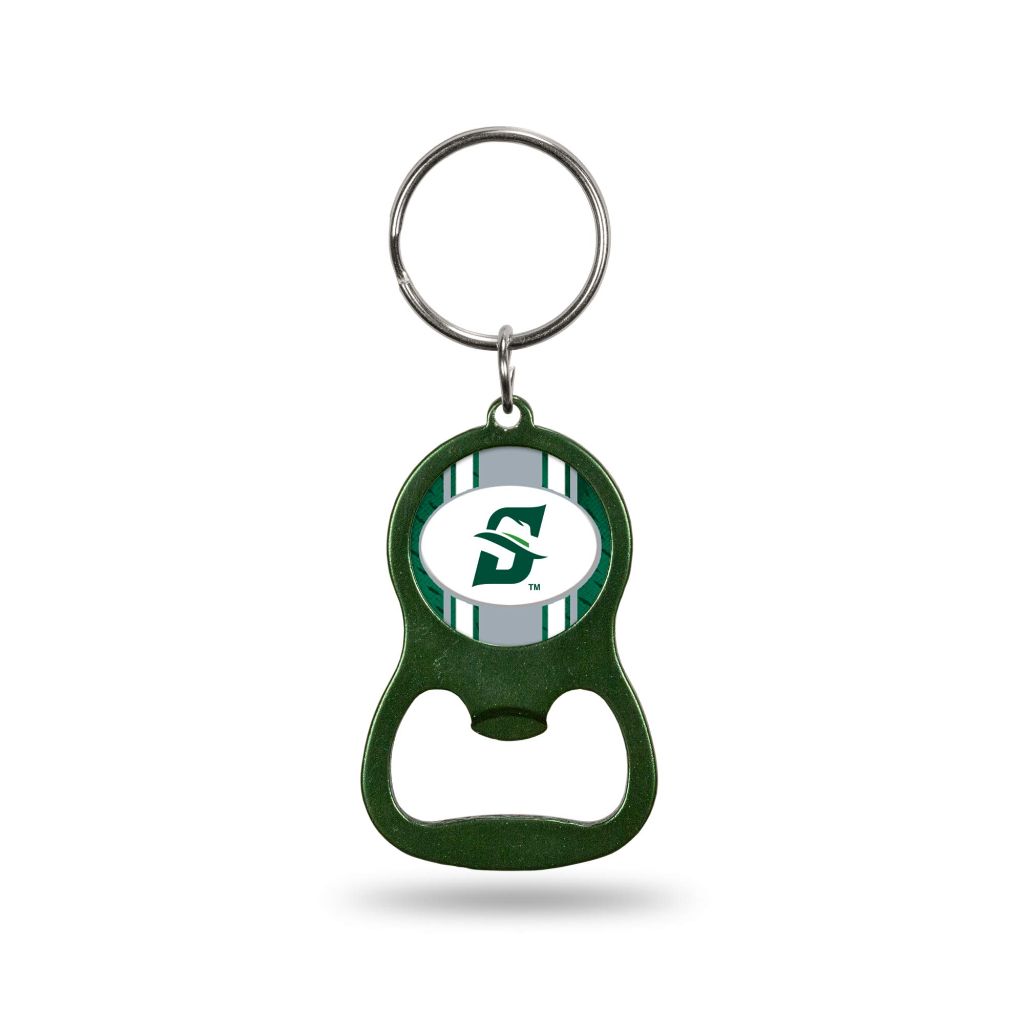 Rico Industries NCAA Stetson Hatters Green Metal Keychain - Beverage Bottle Opener With Key Ring - Pocket Size
