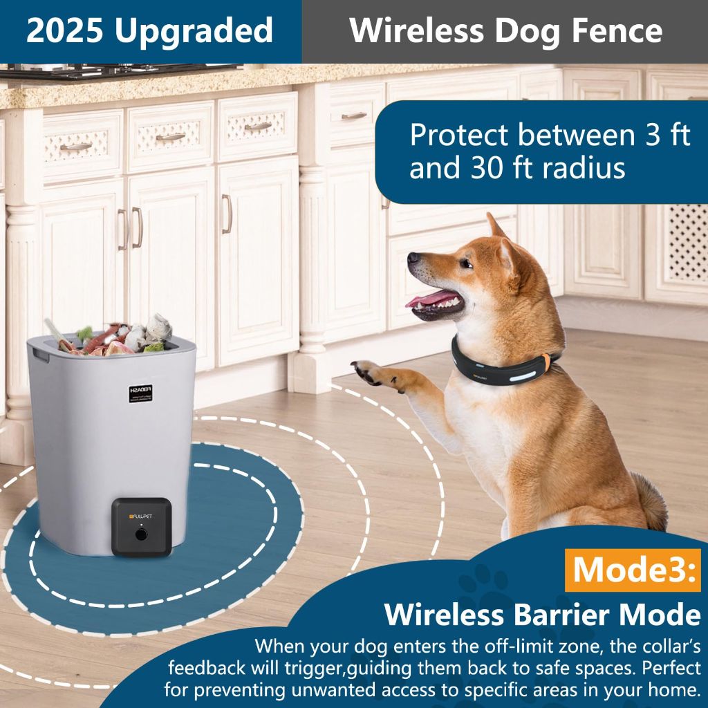 FULUPET Wireless 6 Acres Electric Dog Fence with Training Collar