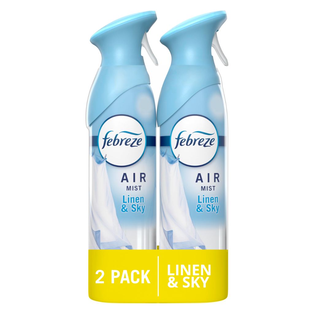 Febreze Air Mist Air Freshener Spray, Odor-Fighting Room Spray, Air Fresheners for Home and Bathroom and Kitchen, Aerosol Can, Linen & Sky Scent, 8.8oz (Pack of 2)