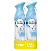 Febreze Air Mist Air Freshener Spray, Odor-Fighting Room Spray, Air Fresheners for Home and Bathroom and Kitchen, Aerosol Can, Linen & Sky Scent, 8.8oz (Pack of 2)