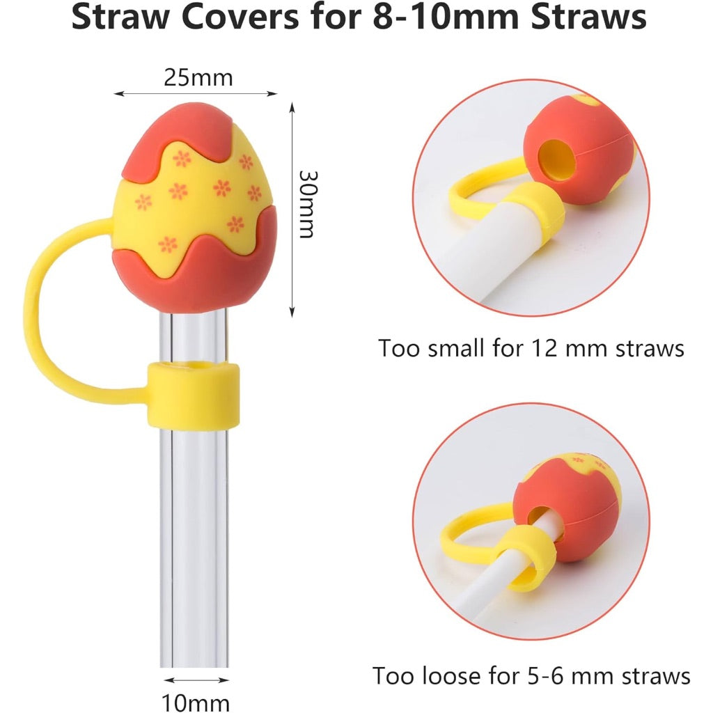6 Piece Straw Covers for Stanley Tumblers, Reusable - Easter Bunny, Easter Eggs