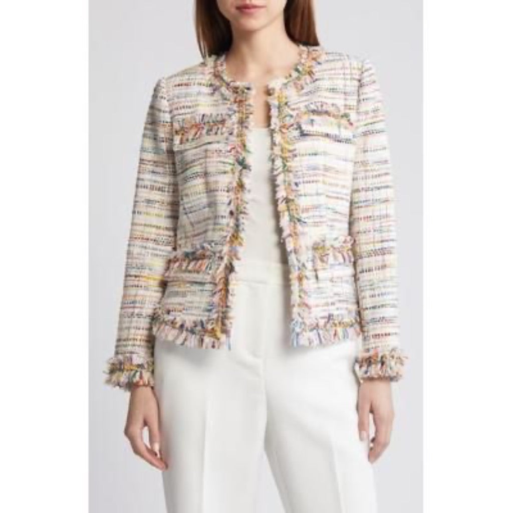 Kobi Halperin Devyn Fringe-Trim Tweed Jacket - Rainbow,