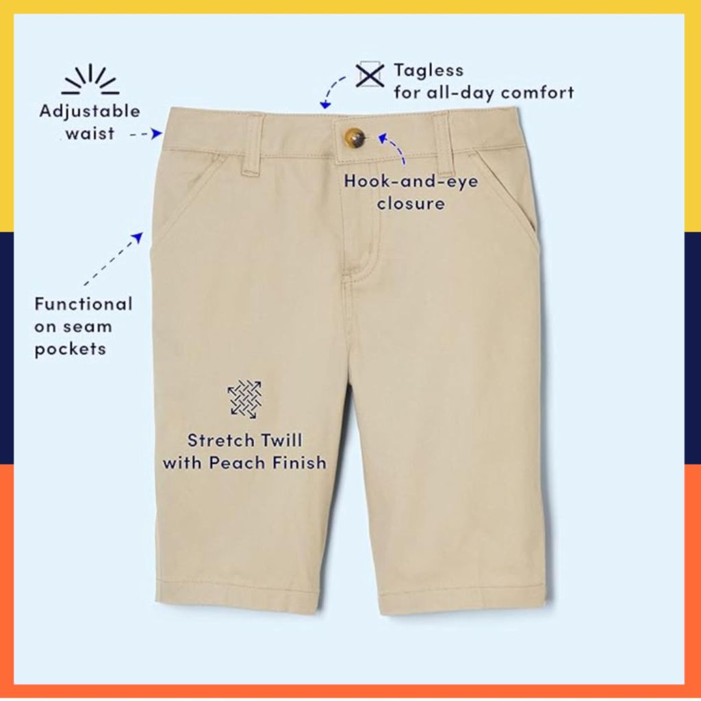 French Toast Girls' Adjustable Waist Twill Bermuda Shorts - Black, 12