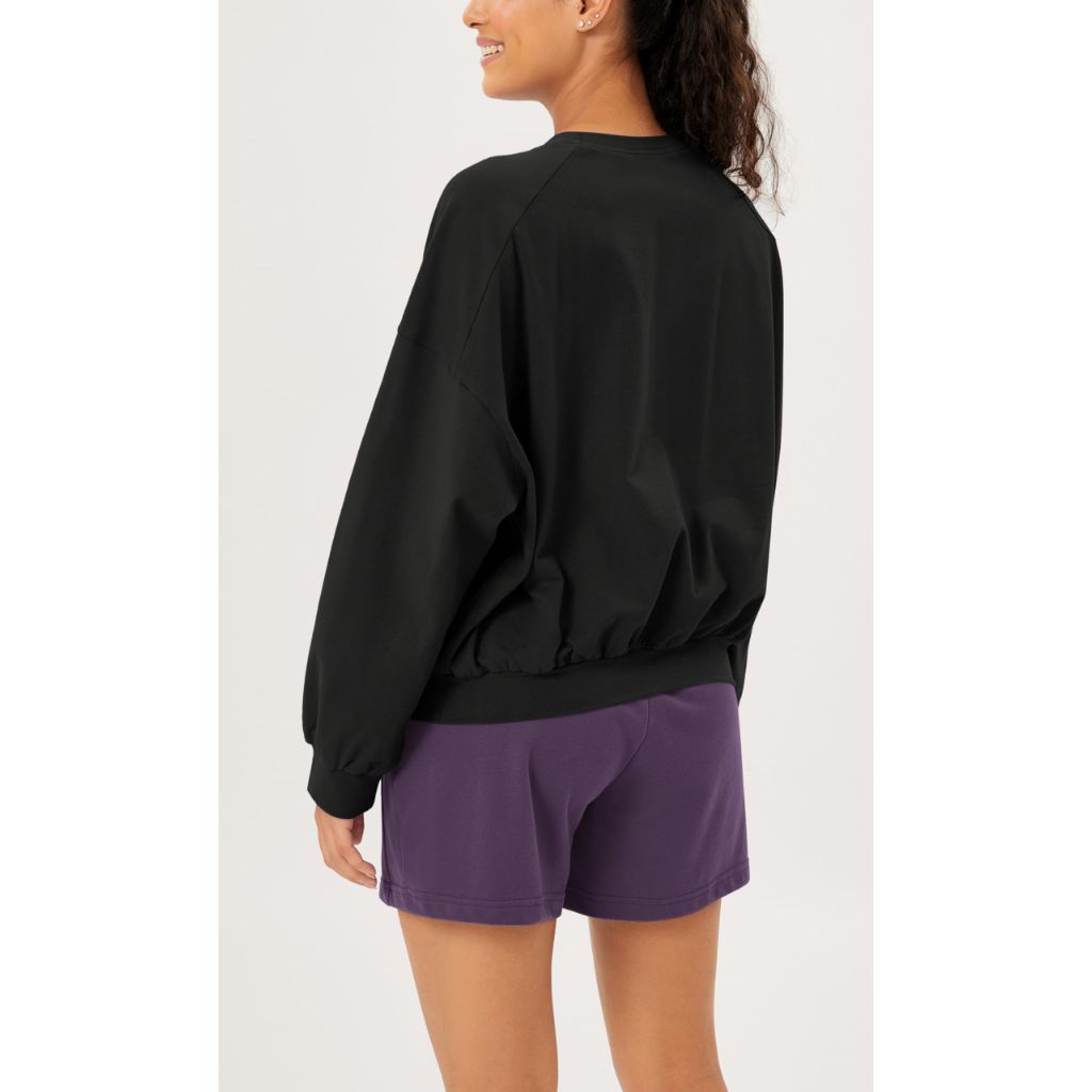 ODODOS Purevibe Cotton Oversized Women's Sweatshirt, Black - size X-Small