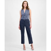 Anne Klein Women's Mid-Rise Straight-Leg Ankle Pants - Distant Mountain Multi, Size 2