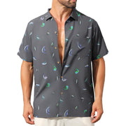 Angel season Hawaiian Shirt for Men Summer Men's Button Down Short Sleeve Shirts Casual Beach Vacation Grey XL