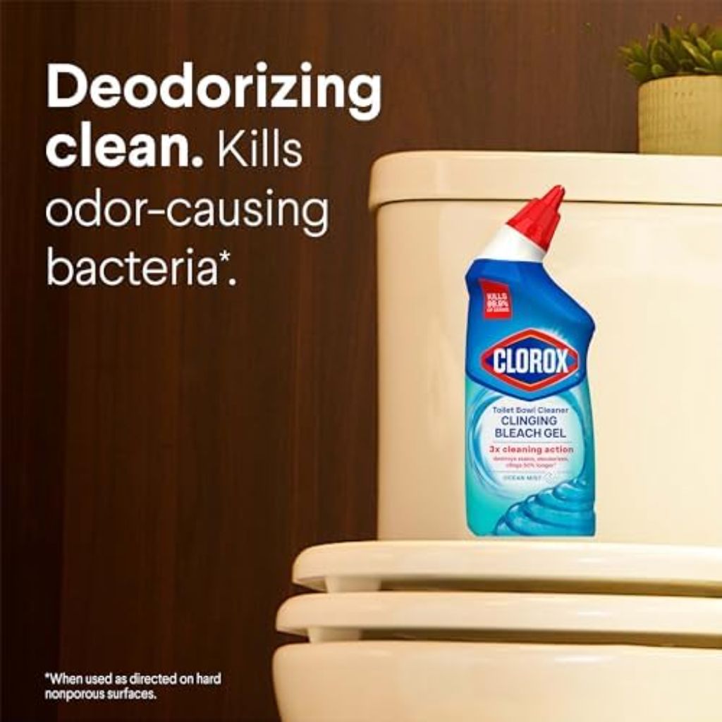 Clorox Toilet Bowl Cleaner w/Clinging Bleach Gel - Ocean Mist, 24 fl. oz. (2 Pack)
