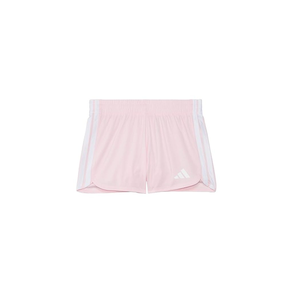 adidas Kids 3-Stripe Pacer Mesh Shorts (Big Kid) Girl's Shorts Clear Pink Adi : XL (16 Big Kid), Mesh/Polyester