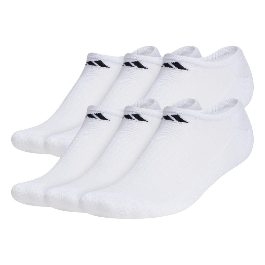 SZ M, Adidas Mens Athletic Cushioned No Show Socks (6 Pairs) Durable & Comfortable