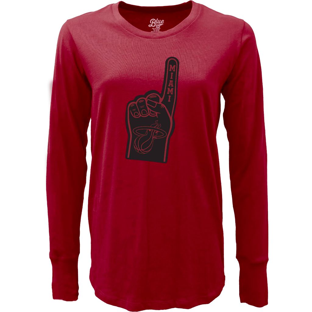 SZ L, Blue 84 Miami Heat NBA Officially Licensed Women's Long Sleeve T-Shirt Icon Team Color