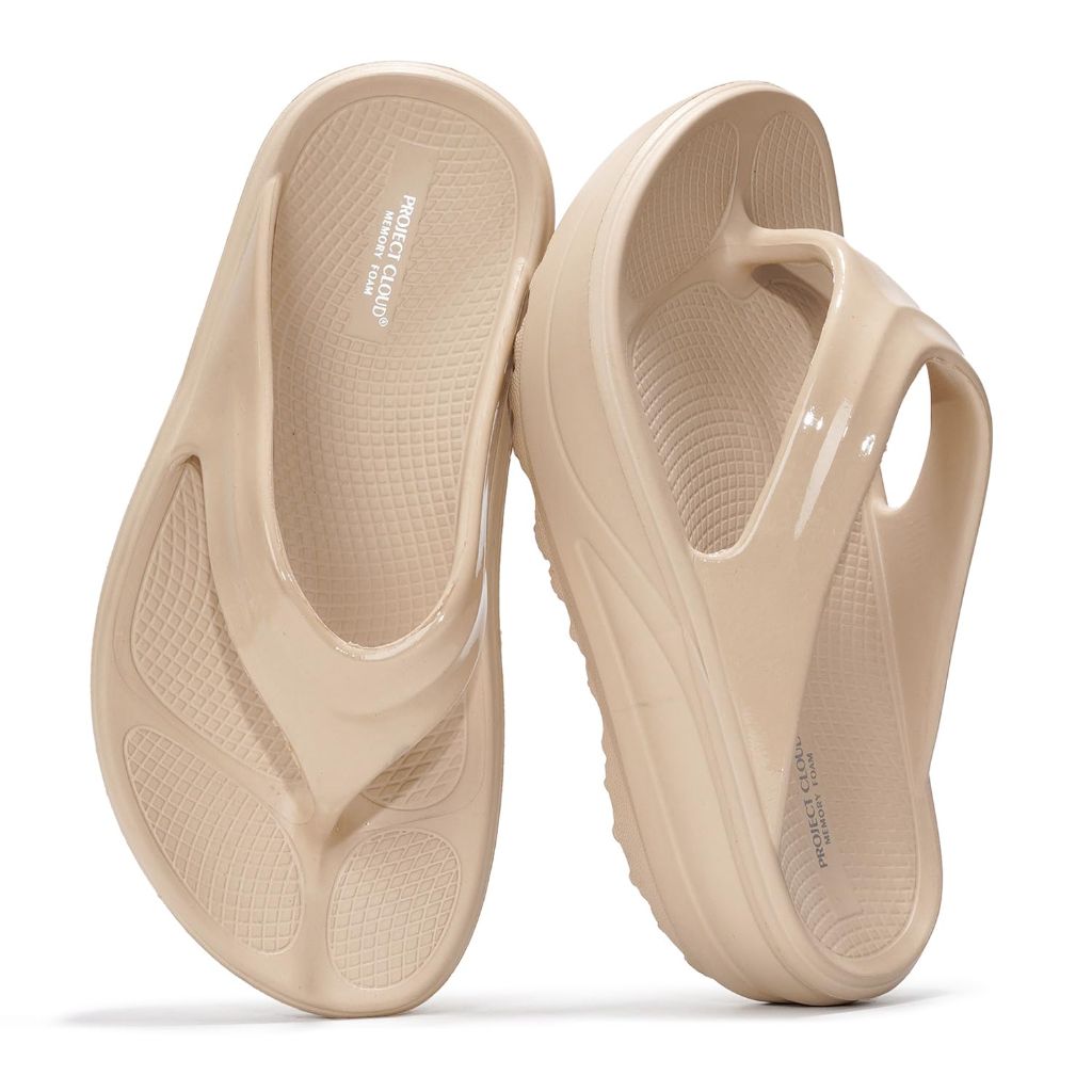 Project Cloud Flip Flops for Women Footwear, Abra, BEIG - size 10
