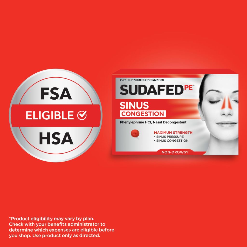 Sudafed, PE Sinus Congestion Relief Tablets, Maximum Strength, Non-Drowsy 10 mg, 36 Count