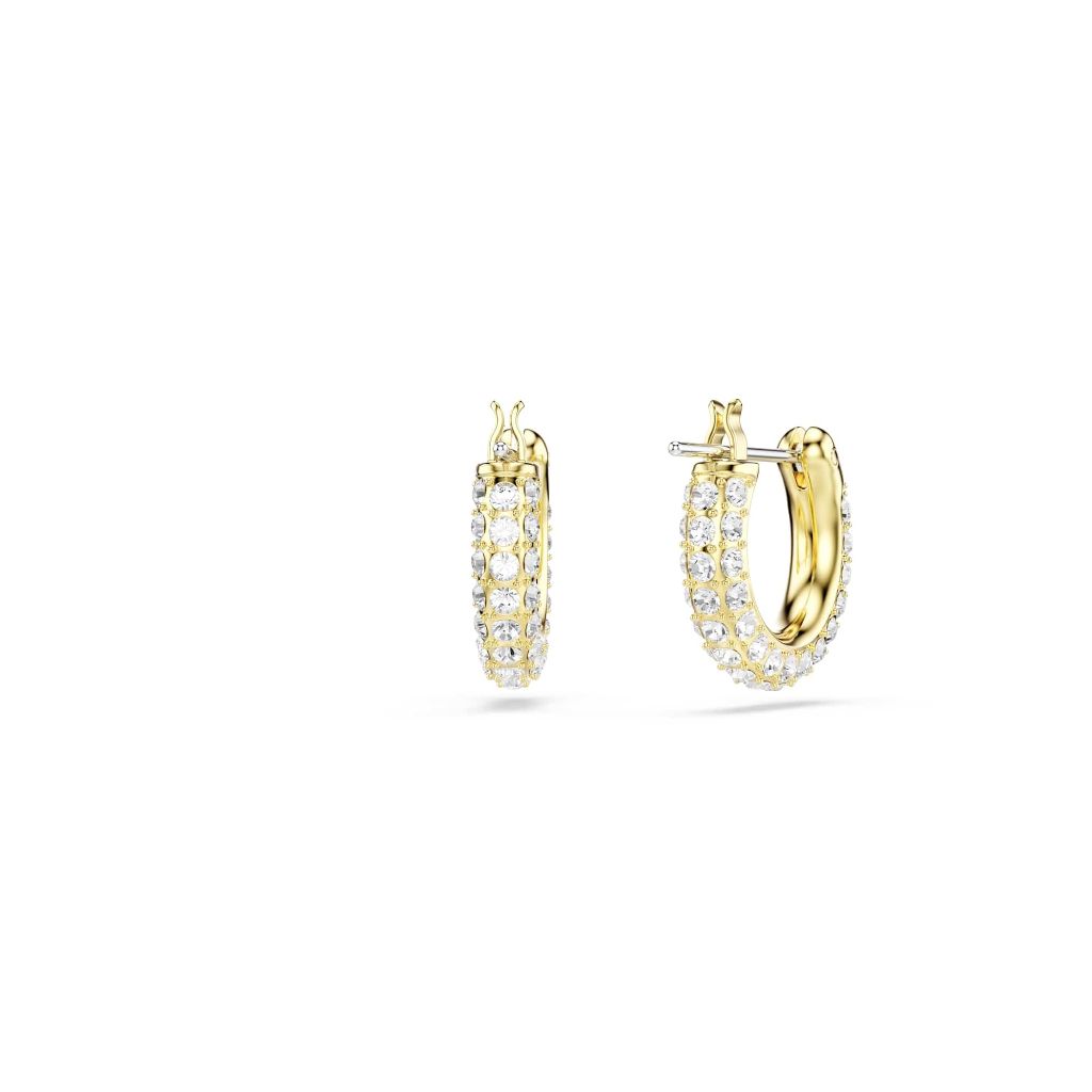 Swarovski Dextera Hoop Earrings - Pavé, Mini, White, Gold-Tone Finish (5734275)