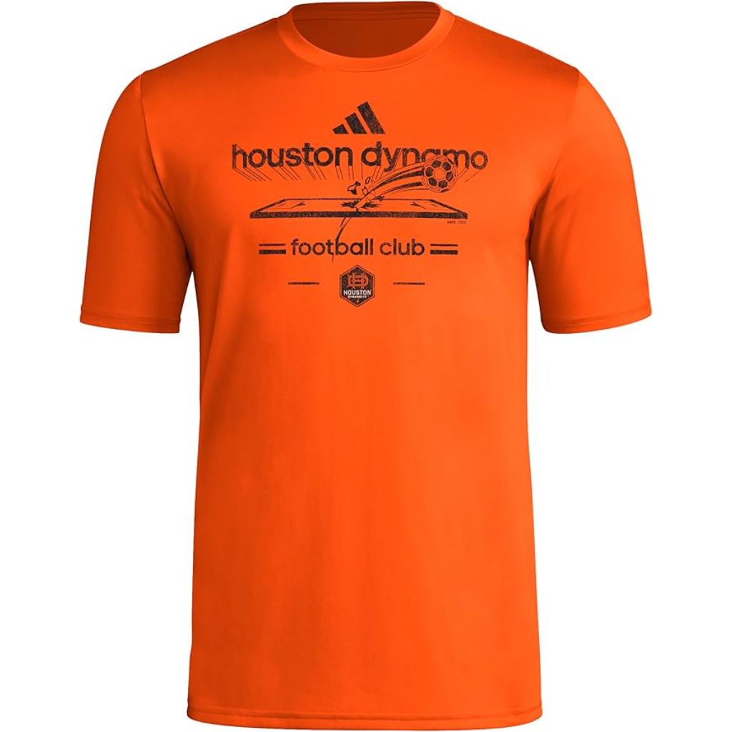 adidas Men's Houston Dynamo Vintage World Pre-Game Short Sleeve T-Shirt - Orange, Size XL