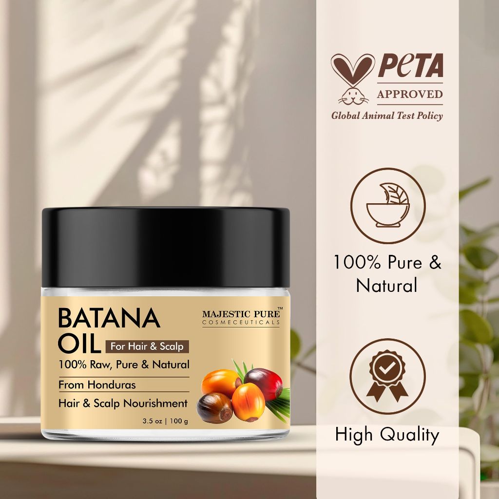 Majestic Pure Batana Oil for Hair Growth - 100% Pure Natural Organic 3.5oz Batana Oil for Thick and Strong Natural Hair