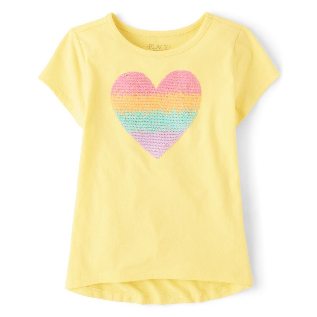 The Children's Place Girls Flip Sequin High-Low Top - Yellow, Size XS (4)