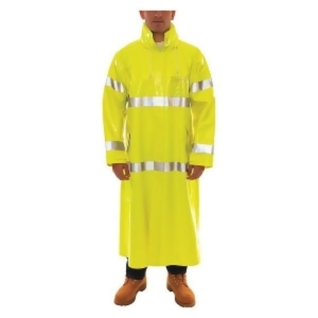 Tingley Flame Resistant Rain Coat  PVC  Class 3 R  Green/Yellow  S C53122