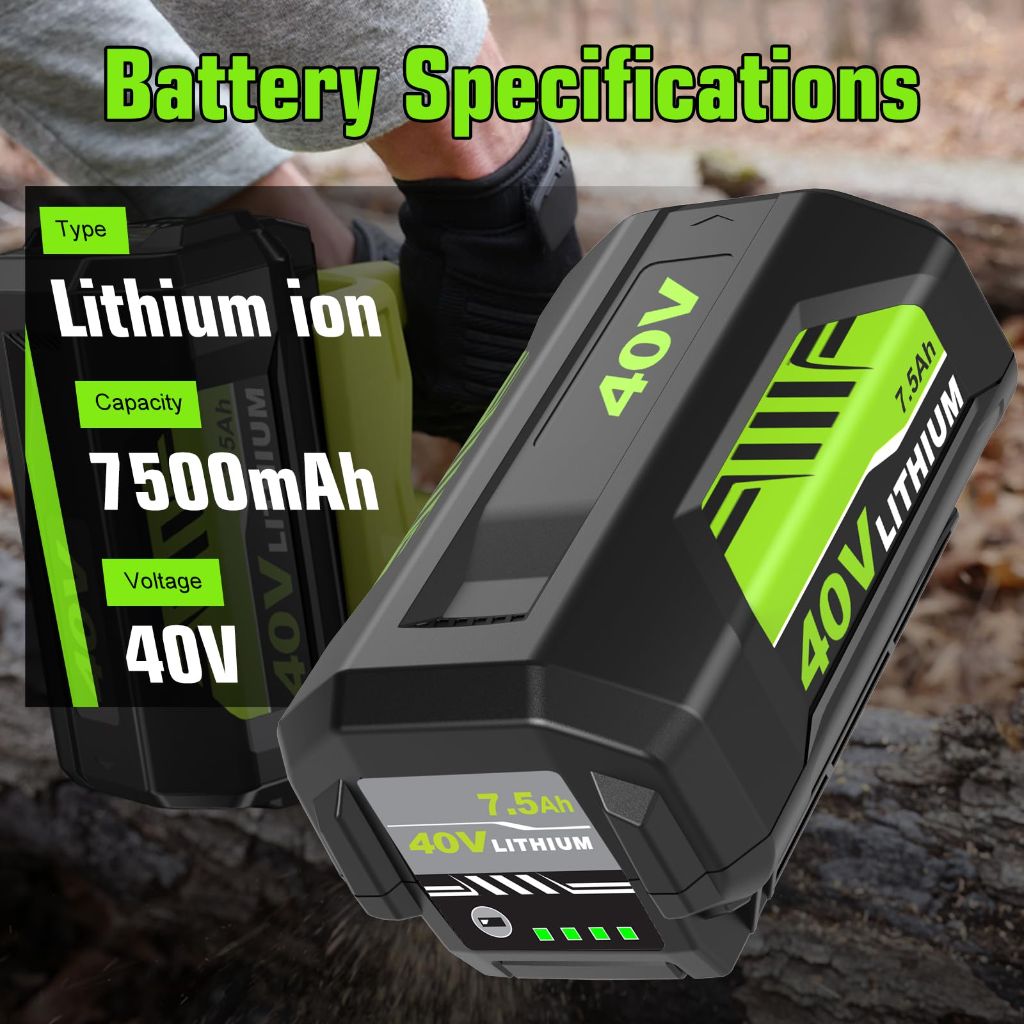 Generic Replacement 40V 7.5Ah Batteries and Charger for Ryobi OP4026 OP40261 OP4050 OP4040 OP40401 OP40201 OP40601 Cordless Tools