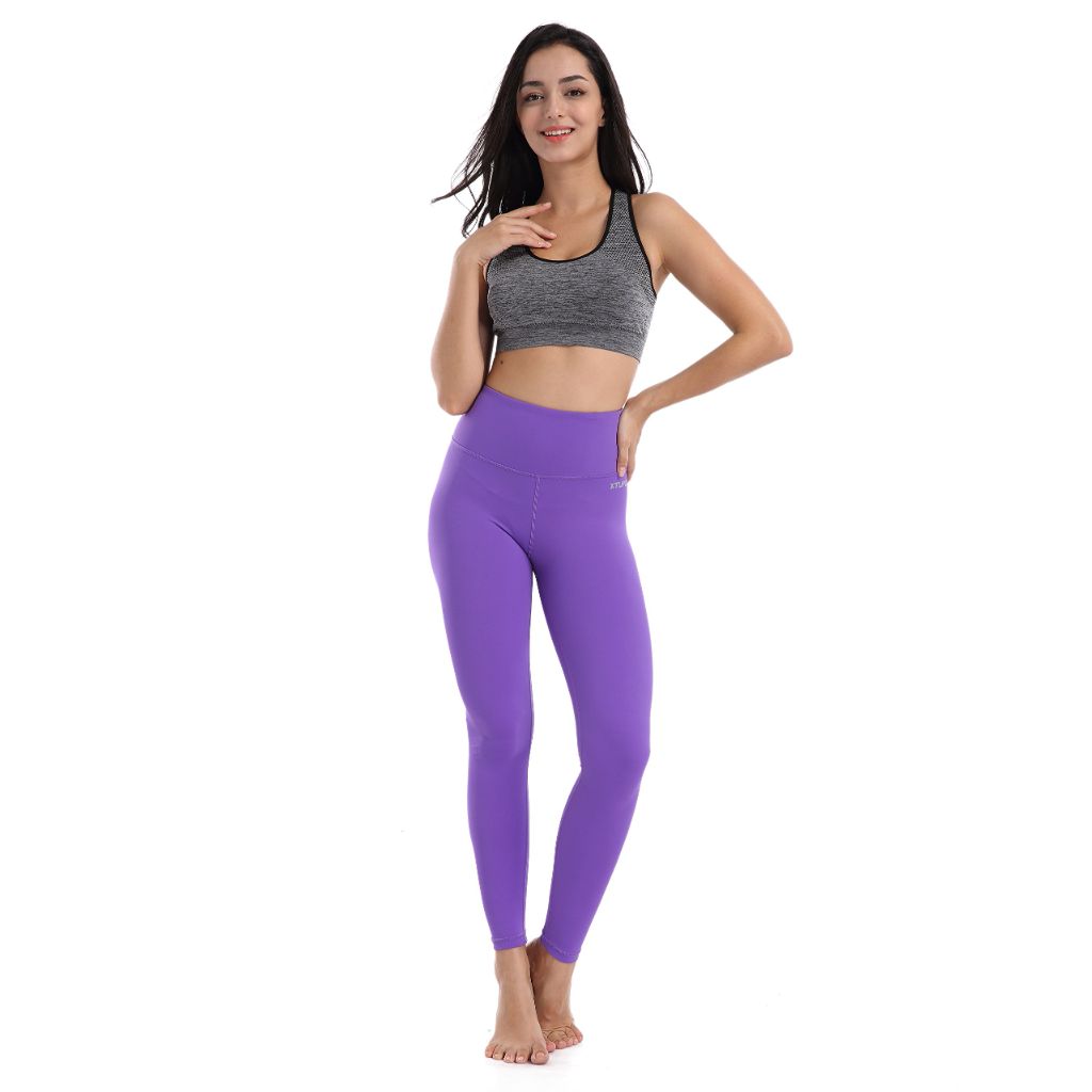 XTUPO Women's High Waist Yoga Pants with Pockets - Purple, Size 2XL